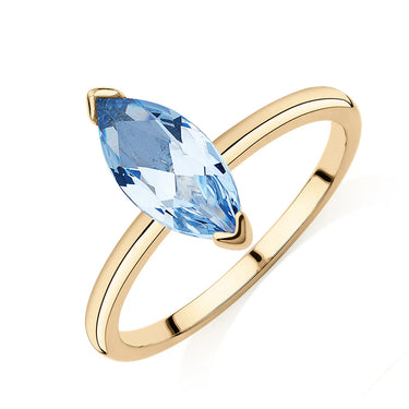 2 Ct Marquise Cut Solitaire Blue Lab Diamond Ring In Yellow Gold