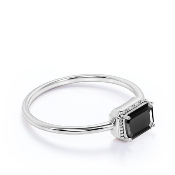2 Carat Emerald Cut Black Diamond Solitaire Diamond Engagement Ring Black Diamond Engagement Ring
