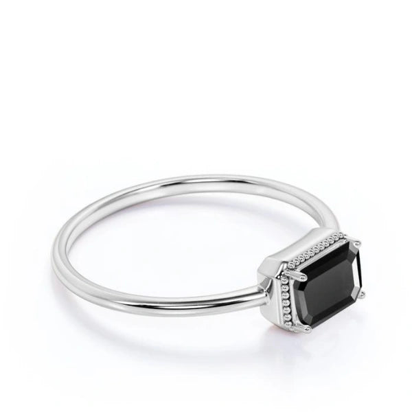 2 Carat Emerald Cut Black Diamond Solitaire Diamond Engagement Ring Black Diamond Engagement Ring