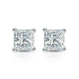  1 Carat Princess Cut 4 Prong Diamond Stud Earrings In White Gold