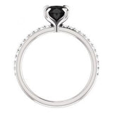 2 Carat Oval Cut 4 Prong Channel Setting Black And White Diamond Ring In White Gold