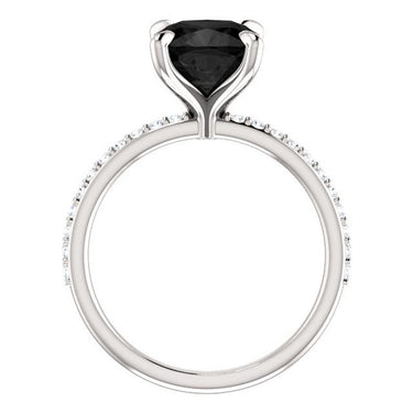 3 Carat Cushion Cut Prong Set Black And White Diamond Engagement Ring