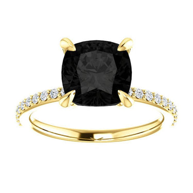 3 Carat Black Diamond Cushion Cut Engagement Ring