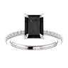 2 Ct Emerald Cut Four Prong Channel Setting Black And White Diamond Ring With Accents 