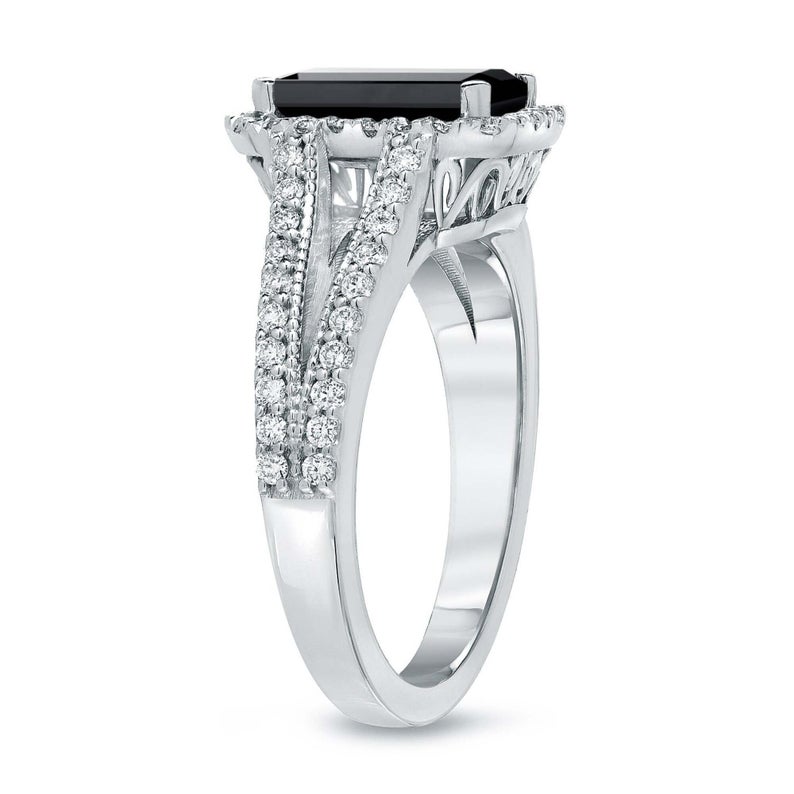 2.5 Carat Black Emerald Cut Diamond Ring
