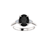 2 Carat Oval Shape 3 Stone Prong Setting Black and White Diamond Ring In White Gold 