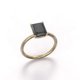 2.5 Carat Emerald Cut Solitaire Four Prong Black Diamond Ring