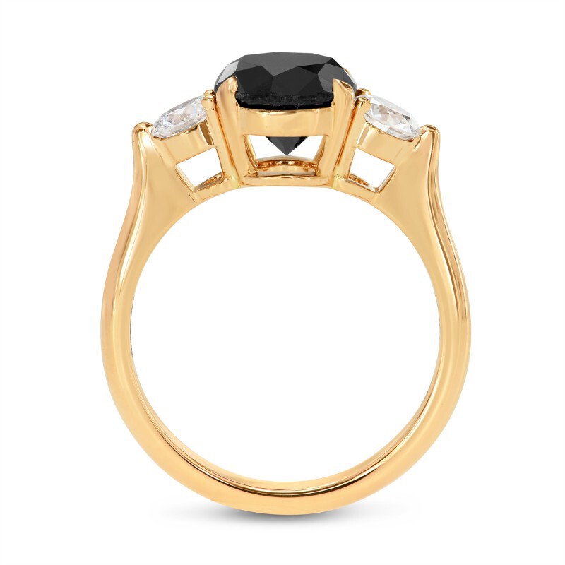 Natural Black White Diamond Engagement Ring