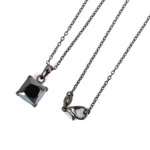3 Ct Princess Cut Diamond Solitaire Prong Set Black Diamond Pendent