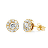 2.04 Carat Round Cut Halo Lab Diamond Stud Earrings
