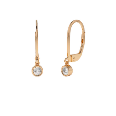 0.50 Carat Round Cut Bezel Set Diamond Drop Earrings In Rose Gold