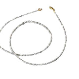 20 Inch White Diamond Faceted Beads Necklace