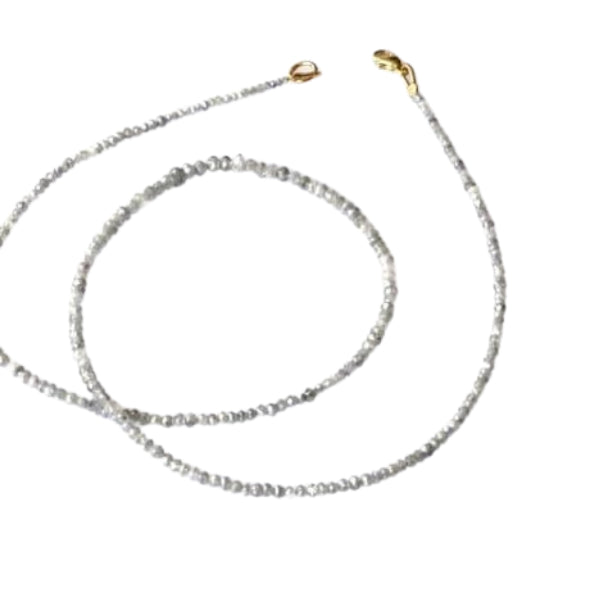 24 Inch Faceted White Diamond Beads Necklace