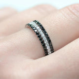 1.50 Carat Black & White Diamond 3 Row Eternity Ring