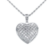 1.40 Ct Round Cut Pave Set Heart Broken Design Lab Diamond Pendant