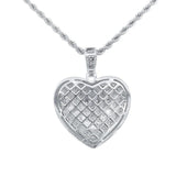 1.40 Carat Round Cut Pave Setting Heart Broken Design Diamond Pendant in White Gold