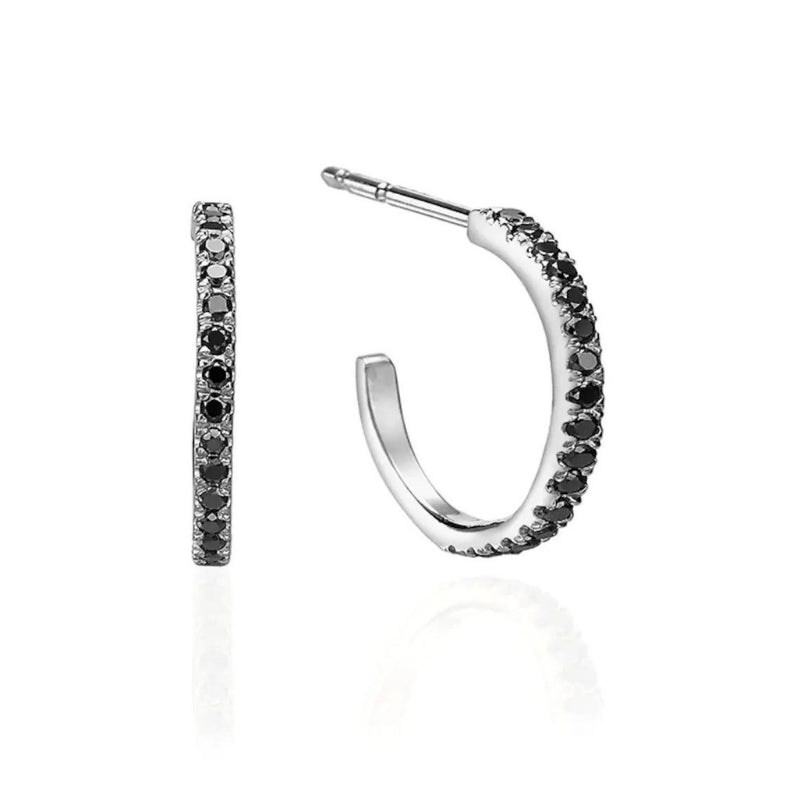 Black Diamond Hoop Earrings for Women's