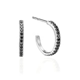 Black Diamond Hoop Earrings for Women's