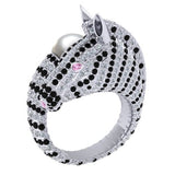 8.40 Carat Pave Setting Black & Pink And White Diamond Pearl Zebra Gemstone Ring