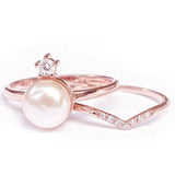 1.19 Carat Pearl And Diamond Bridal Set Ring In White Gold 