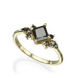 2 Ct Princess Cut Prong Set Black Diamond Engagement Ring