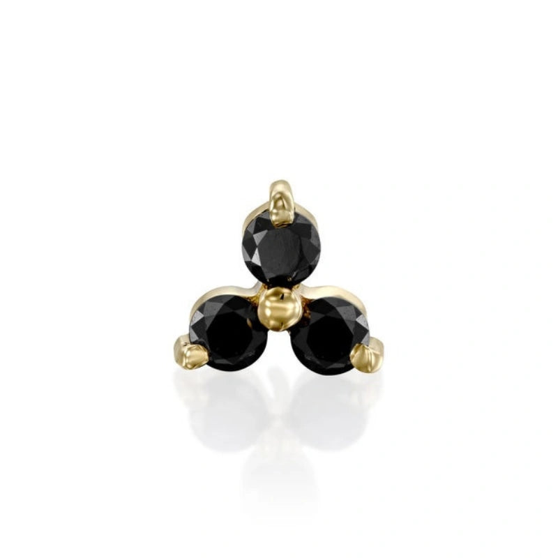 0.60 Ct Black Diamond 3 Stone Stud Earrings for Women
