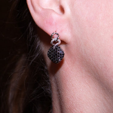 Small Black Diamond Drop Earrings In White Gold (1 Ct)