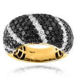 3.55 Ct Round Cut Black And Yellow Diamond Ring In Yellow Gold 