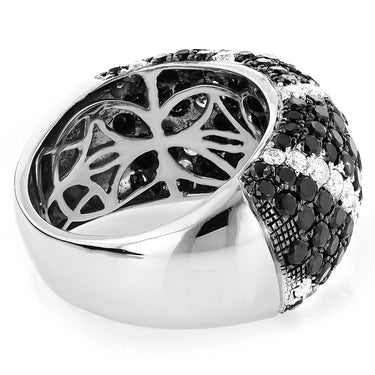 3.55 Ct Round Cut Black And White Diamond Ring In White Gold 