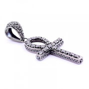 3 Ct Round Cut Diamond Black Diamond Cross Pendant in White Gold