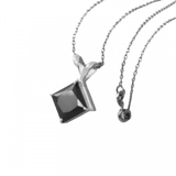 2 Carat Princess Cut Solitaire Prong Setting Black Diamond Pendant