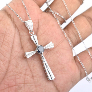 1ct Diamond Cross Pendant in 14k White Gold