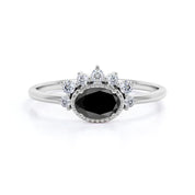 3 Ct Oval Cut white and Black diamond engagement ring Black Diamond Engagement Ring