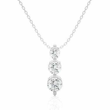 0.85 Ct Round Cut 3 Stone Lab Diamond Drop Pendant In White Gold