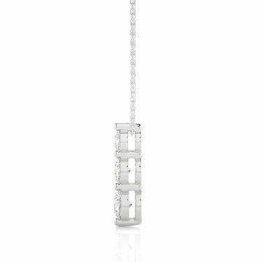 0.85 Ct Round Cut 3 Stone Lab Diamond Drop Pendant In White Gold