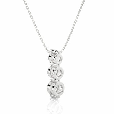 0.85 Ct Round Cut 3 Stone Lab Diamond Drop Pendant In White Gold