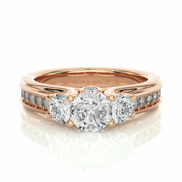 1.70 Carat Round Cut Diamond Engagement Ring With Accents In Rose Gold