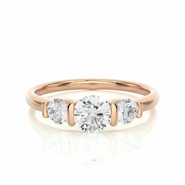 0.90Ct Three Stone Round Diamond Engagement Ring Rose Gold