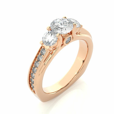 1.70 Carat Round Cut Diamond Engagement Ring With Accents In Rose Gold