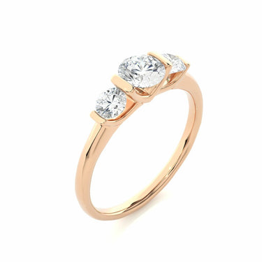 0.90Ct Three Stone Round Diamond Engagement Ring Rose Gold