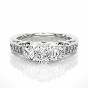 1.70 Carat Lab Diamond 3 Stone Round Cut Engagement Ring In White Gold