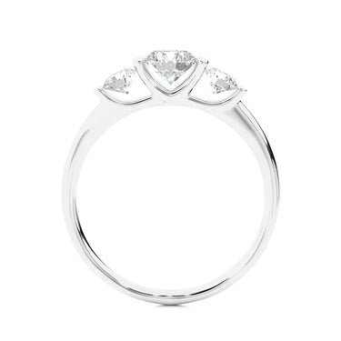 0.90 Ct Round Shape 3 Stone Moissanite Engagement Ring in White Gold
