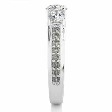 1.70 Carat Lab Diamond 3 Stone Round Cut Engagement Ring In White Gold