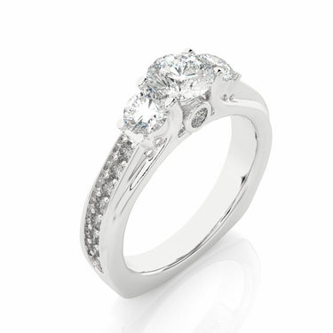 1.70 Carat 3 Stone Round Cut Engagement Ring In White Gold