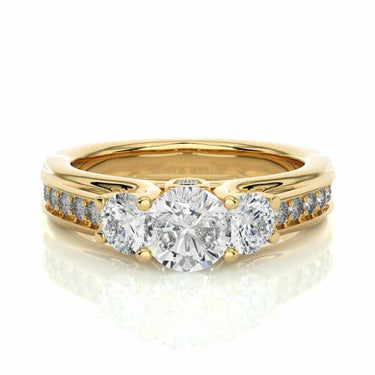 1.70 Carat Round Cut Diamond Engagement Ring With Accents In Yellow Gold