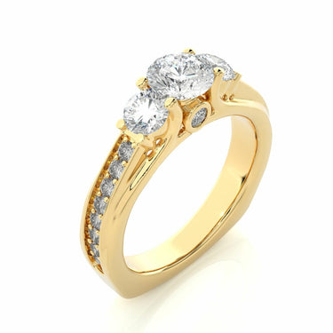 1.70 Carat Round Cut Lab Diamond Engagement Ring With Accents In Yellow Gold
