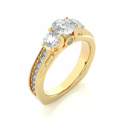 1.70 Carat Round Cut Diamond Engagement Ring With Accents In Yellow Gold