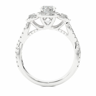 1.35 Ct Round Cut Prong Set Lab Diamond 3 Stone Engagement Ring In White Gold