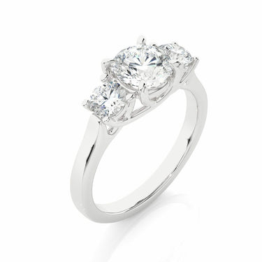 1.95 Ct Round Cut Prong Setting Lab Diamond Three Stone Engagement Ring In White Gold