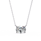 3 Ct Oval Lab Diamond Solitaire Necklace Yellow Gold